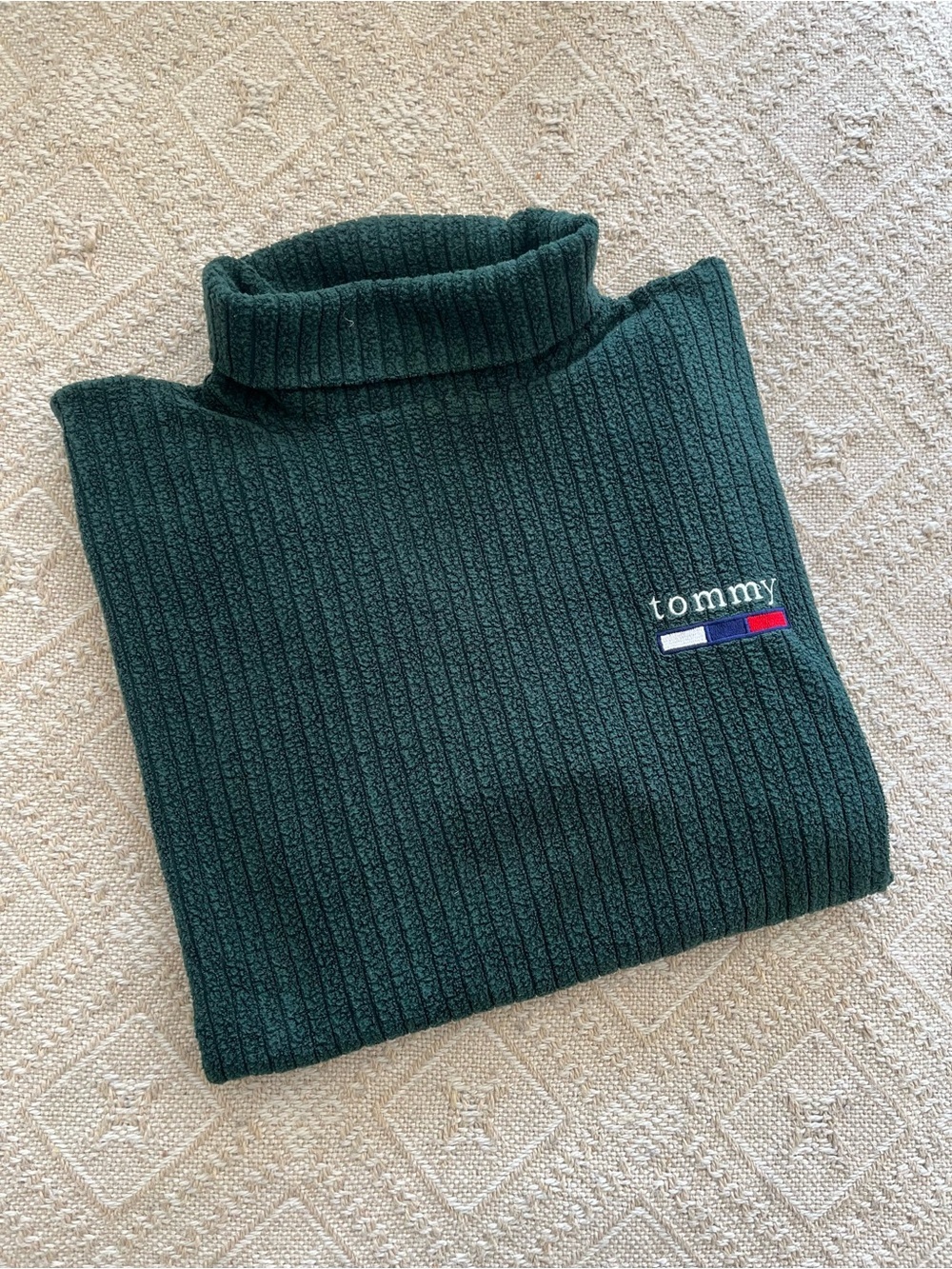 Vintage Tommy Hilfiger Green Turtleneck Sweater Size M - Picture 2 of 6
